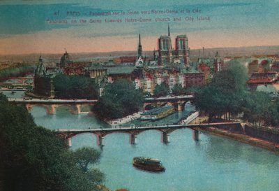 Notre-Dame Katedrali ve Île de la Cité ile Sen Nehri Panoraması, Paris, c1920 by Unbekannt