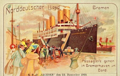 Yolcular, 1905 yılında Bremerhaven