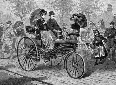 Benz & Co. tarafından üretilen, saatte 16 km hıza sahip benzinli araba, c1890s by Unbekannt