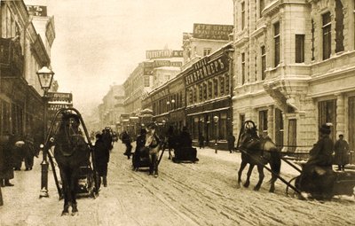 Kışın Petrovka Caddesi, Moskova, Rusya, 1912 by Unbekannt