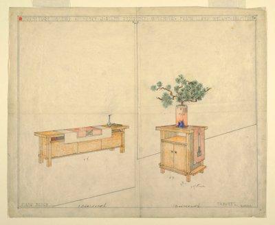 Piyano Tezgahı ve Taboret, Henry J. Allen Residence, Wichita, KA, 1917 by Unbekannt