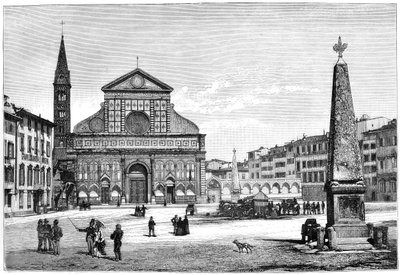 Piazza ve Santa Maria Novella kilisesi, Floransa, İtalya, 1882 by Unbekannt