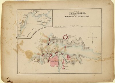 Karayolu ve tahkimatlarıyla Sivastopol Planı, c. 1858 by Unbekannt