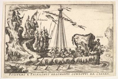 Plaka 8: Ceres Polifemo e Palemonio Argonauti condotti d ..., 1664 tarafından yönetilen Polyphemus ve Palemonius. by Unbekannt