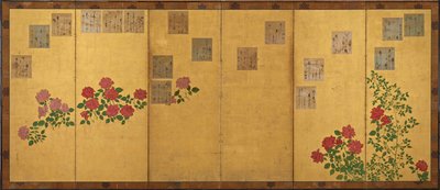 Şiir kağıtları ve güller, Edo dönemi, 1615-1868. by Unbekannt