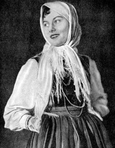 Geleneksel kıyafetli Polonyalı kadın, 1936 by Unbekannt