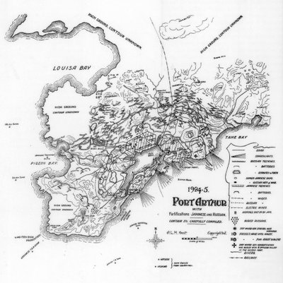 Port Arthur, Mançurya, Japon ve Rus tahkimatlarını gösteriyor, Rus-Japon Savaşı, 1905 by Unbekannt