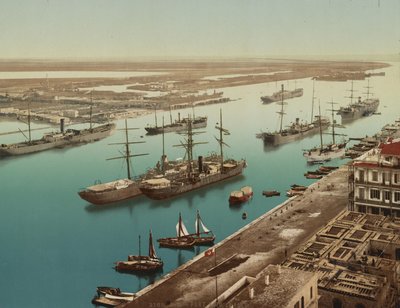 Port Said, Süveyş, c.1900 (renkli fotokrom) by Unbekannt
