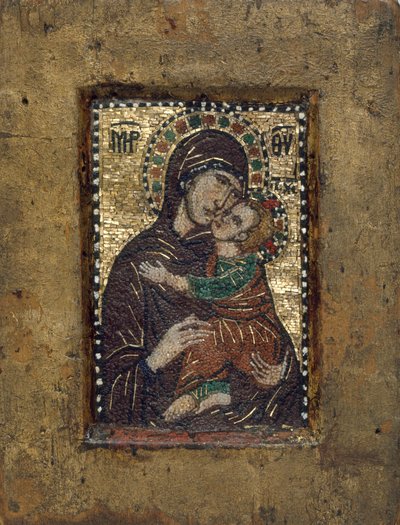 Virgin Eleousa ile Taşınabilir Simge, Bizans, 1300