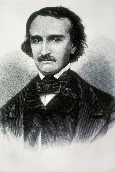 Edgar Allan Poe (1809-1849), Amerikalı yazar. 19. yüzyılın gravürü. by Unbekannt