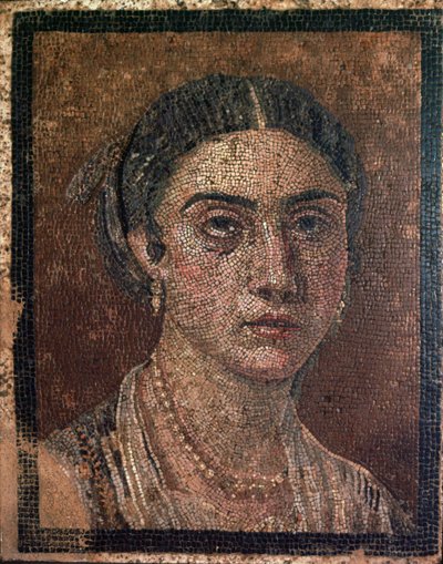 1. yüzyıla ait bir Roma döşeme mozaiğinden bir kadın portresi by Unbekannt