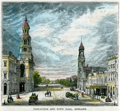 Postane ve Belediye Binası, Adelaide, Güney Avustralya, Avustralya, c1880 by Unbekannt