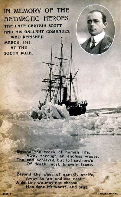 Kaptan Scotts'ın Güney Kutbu'na yaptığı talihsiz seferi anan kartpostal, c1912 by Unbekannt