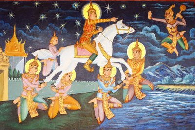 Preah Prom Rath ManastırıSiddhartha Gautama sarayı tek başına dolaştı Bir zamanlar onu memnun eden lüksler şimdi grotesk görünüyordu, Siem Reap, Kamboçya by Unbekannt