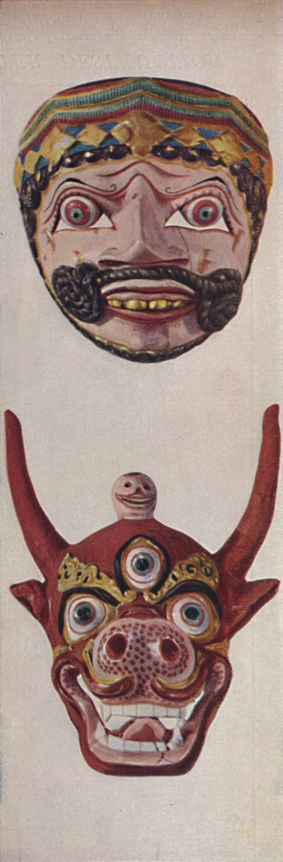 Ritüel ve Festival Maskelerinde İlkel Kültürler - Festival maskesi ve İnek yüzü maskesi, c1935 by Unbekannt