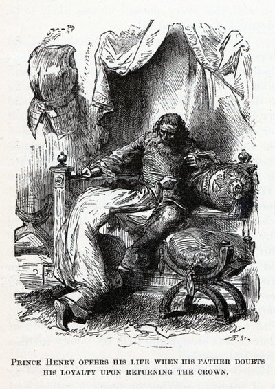 Prens Henry, babası tacı geri verdikten sonra sadakatinden şüphe ettiğinde hayatını sunuyor, 1882 by Unbekannt