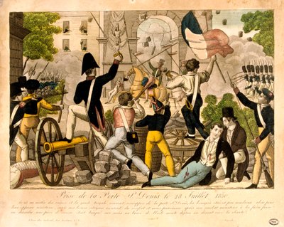 Porte St Denis'in 28 Temmuz 1830'da Baskını, 1830 Devrimi, Paris by Unbekannt