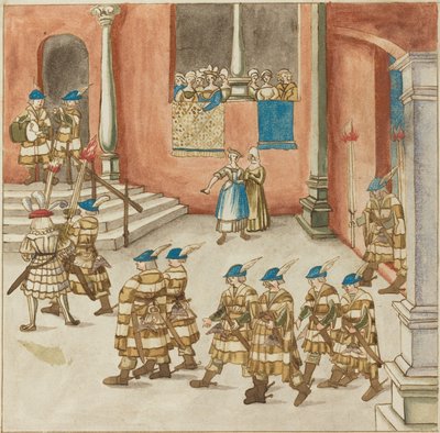 Hanımların Balkonda Gördükleri Şövalyeler Alayı, c. 1515. by Unbekannt