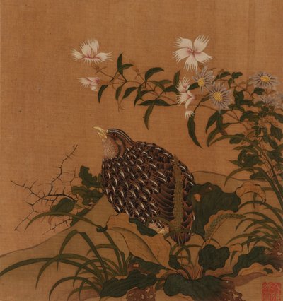 Bıldırcın ve çiçekler, Qing hanedanı, 18. yüzyıl. by Unbekannt