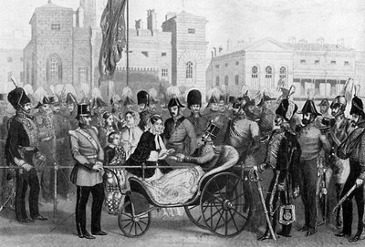 Kraliçe Victoria madalya dağıtıyor, 18 Mayıs 1855, c1920 by Unbekannt