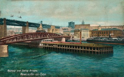 Demiryolu ve Döner Köprüler, Newcastle-upon-Tyne, c1905 by Unbekannt