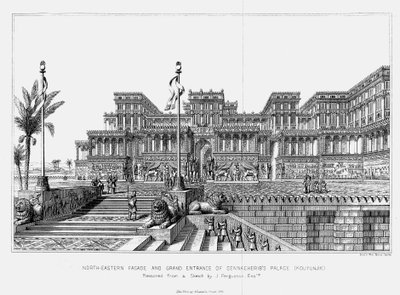 Sennacheribs sarayı Kouyunjik'in kuzeydoğu cephesinin yeniden inşası, Asur, 1853 by Unbekannt