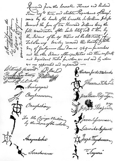 İngiliz ve Kızılderili kabileleri arasındaki bir anlaşmanın azaltılmış tıpkıbasımı, 1769, c1880 by Unbekannt