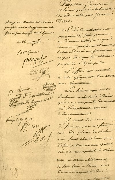 Joan of Arc festivali hakkında İçişleri Bakanı tarafından hazırlanan rapor, 15 Mart 1803, 1921. by Unbekannt