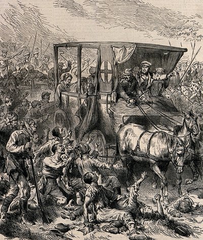Yaralı Rus Askerlerini Savaş Alanından Kurtarmak, 1878 civarı by Unbekannt