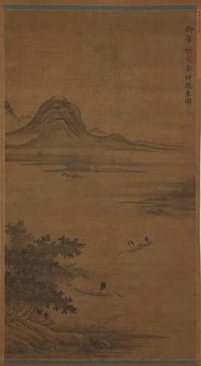 Nehir Manzarası: teknelerdeki balıkçılar, Ming hanedanı, 15. yüzyıl. by Unbekannt