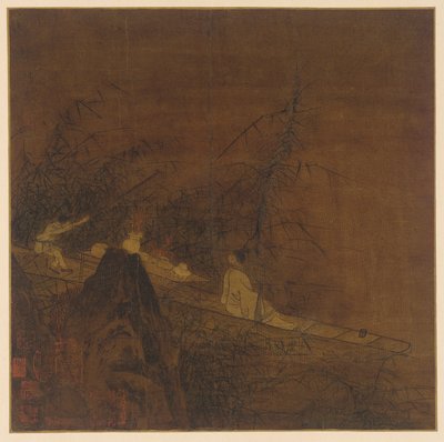 Nehir sahnesi: vahşi bambu arasında bir tekne, Ming hanedanı, 1368-1644. by Unbekannt