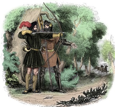 Robin Hood, efsanevi İngiliz halk kahramanı ve kanun kaçağı ve yoksulların şampiyonu, 19. yüzyılın başlarında by Unbekannt