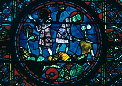 Roland kılıcını kırar ve kornasını çalar, vitray, Chartres Katedrali, Fransa, 1194-1260 by Unbekannt