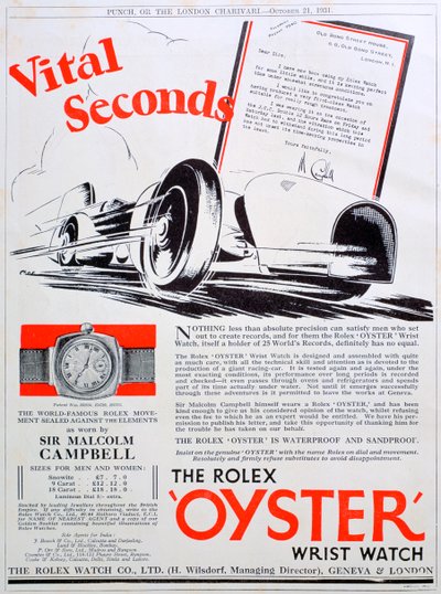 Rolex Oyster kol saati reklamı, 1931 by Unbekannt