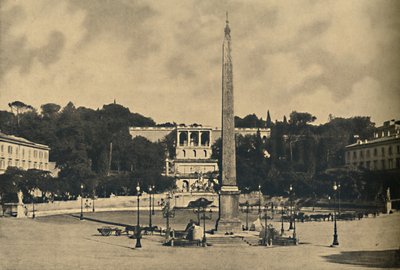 Roma - Dikilitaş, çeşmeler ve Popolo meydanı. - Pincio halk parkının terasları, 1910 by Unbekannt