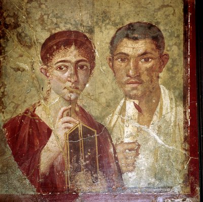 Terentius Neo ve karısının Roma portre resmi, Pompeii, İtalya by Unbekannt
