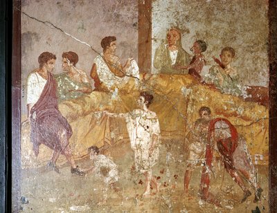 Bir akşam yemeği partisinin Roma duvar resmi, Pompeii, İtalya by Unbekannt