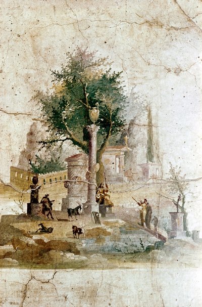 Efsanevi bir manzaranın Roma duvar resmi, Pompeii, İtalya yakınlarındaki Agrippa Postumus Villası by Unbekannt