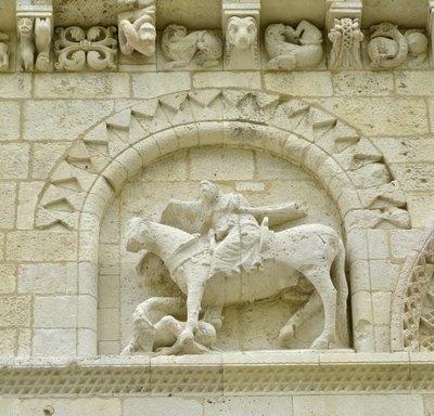 Romanesk sanat: Hugues de Surgeres ve Geoffroy de Vendome veya atın ayağı Kötülük ve Ölümün galibi Heresie ve Mesih