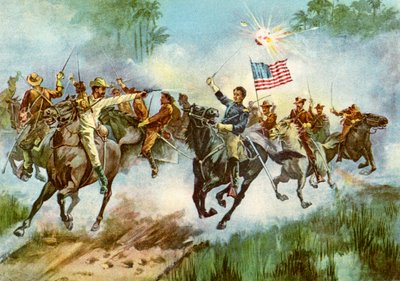 Bir İspanyol karakolunu damgalayan Kaba Biniciler, Küba, İspanyol-Amerikan Savaşı, 1898 by Unbekannt