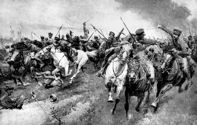 Alman ordusuna saldıran Rus Kazakları, Doğu Prusya, Birinci Dünya Savaşı, 1914 by Unbekannt