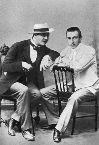 Rus opera sanatçısı Feodor Chaliapin, besteci ve piyanist Sergei Rachmaninov, c1890 ile by Unbekannt