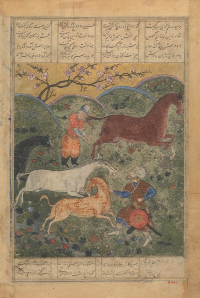 Rüstem, bir Şahname Krallar Kitabından At Rakhsh, Folyo