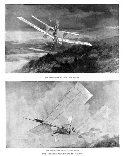 SP Langleys buharla çalışan model uçak Havaalanı yukarıdan ve aşağıdan görüntülendi, 1902 by Unbekannt