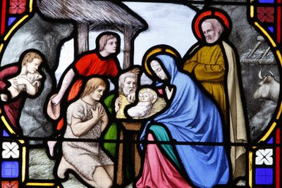 Saint-Corentin (Saint Corentin) Katedrali, Quimper Vitray: çobanların hayranlığı, Quimper, Fransa by Unbekannt