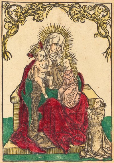 Aziz Anne, Madonna ve Çocuk ve Fransisken Keşiş, c. 1500. by Unbekannt