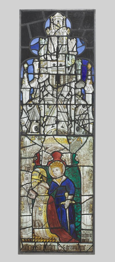 Diz çökmüş bir erkek donörü olan Aziz Catherine, 1400
