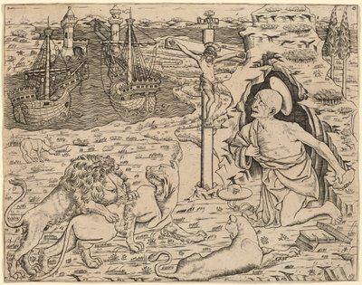 Bir Limanda İki Gemiyle Penitence'deki Aziz Jerome, c. 14801500. by Unbekannt