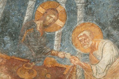 Aziz Nikolaos kilise freski: Havari Myra Turquie ile İsa by Unbekannt