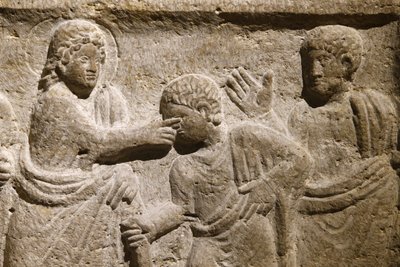 Saint Victor Manastırı, Marsilya. Lahit detayı: İsa kör bir adamı iyileştiriyor. Fransa by Unbekannt